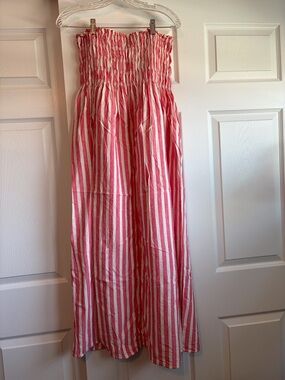 Universal threads Striped Pink/red and White Smocked Maxi Dress medium